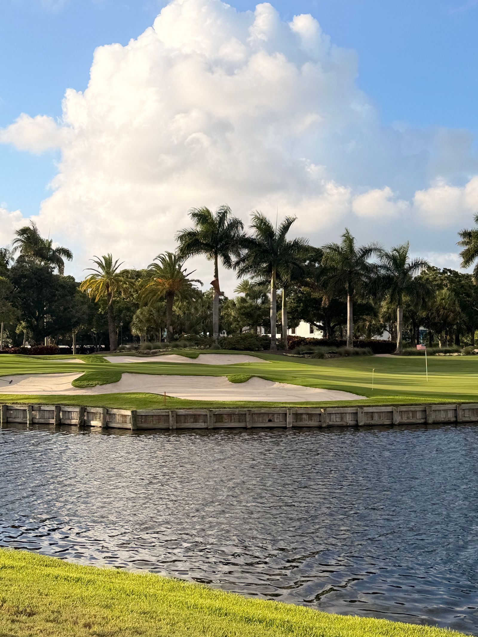 Golf course with lake and palm trees in Bay Hill, Florida